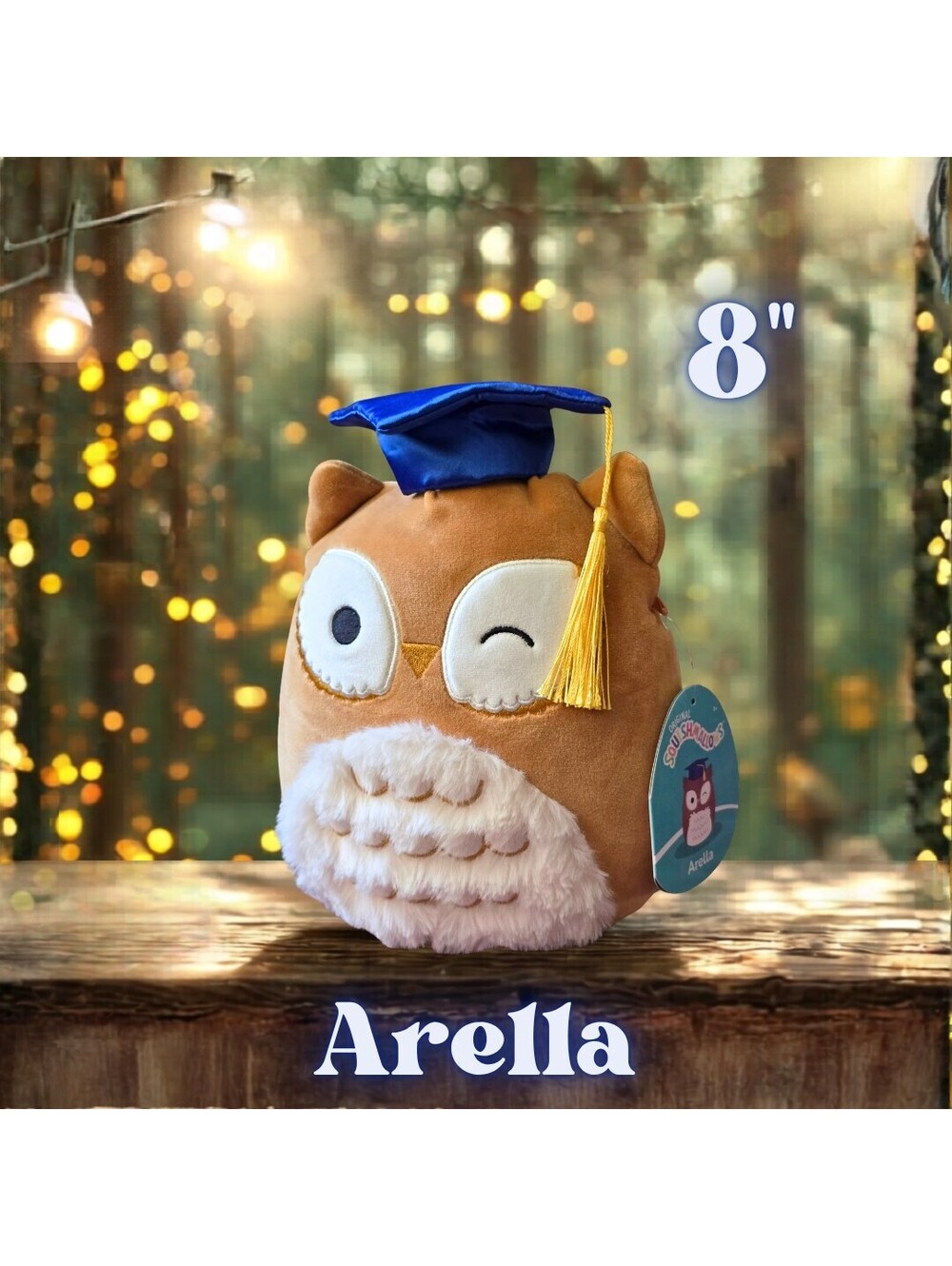 NWT Squishmallows Arella the Owl Graduation Edition 8"